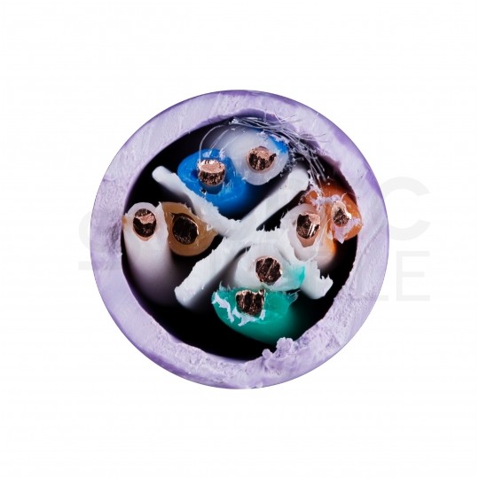 Kabel sieciowy U/UTP kat.6 skrętka 4x2x0,57mm wewnętrzny B2ca bezhalogenowy LSOH fioletowy Alantec