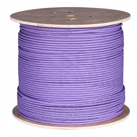 Kabel sieciowy U/UTP kat.6 skrętka 4x2x0,57mm wewnętrzny B2ca bezhalogenowy LSOH fioletowy Alantec