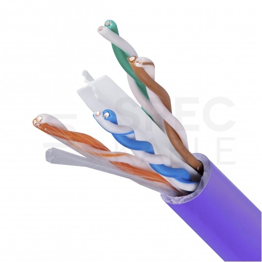 Kabel sieciowy U/UTP kat.6 skrętka 4x2x0,57mm wewnętrzny B2ca bezhalogenowy LSOH fioletowy Alantec