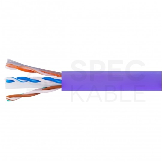 Kabel sieciowy U/UTP kat.6 skrętka 4x2x0,57mm wewnętrzny B2ca bezhalogenowy LSOH fioletowy Alantec
