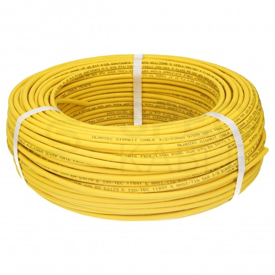 Kabel sieciowy U/UTP kat.6 skrętka 4x2x0,57mm wewnętrzny B2ca bezhalogenowy LSOH żółty Alantec