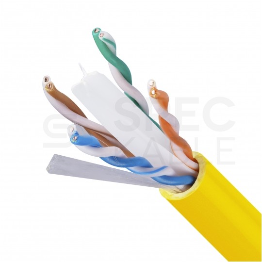 Kabel sieciowy U/UTP kat.6 skrętka 4x2x0,57mm wewnętrzny B2ca bezhalogenowy LSOH żółty Alantec