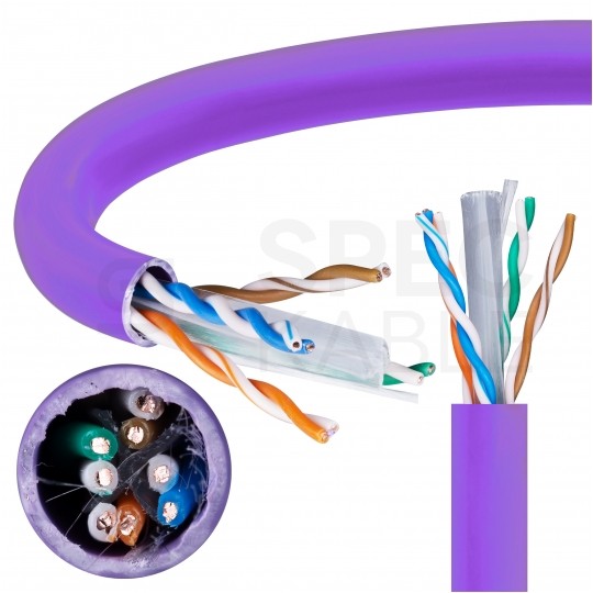 Kabel sieciowy U/UTP kat.6 skrętka 4x2x0,57mm wewnętrzny Dca bezhalogenowy LSOH fioletowy Molex