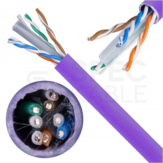 Kabel sieciowy U/UTP kat.6 skrętka 4x2x0,57mm wewnętrzny Dca bezhalogenowy LSOH fioletowy Molex