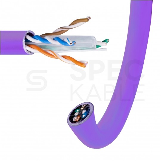 Kabel sieciowy U/UTP kat.6 skrętka 4x2x0,57mm wewnętrzny Dca bezhalogenowy LSOH fioletowy Molex