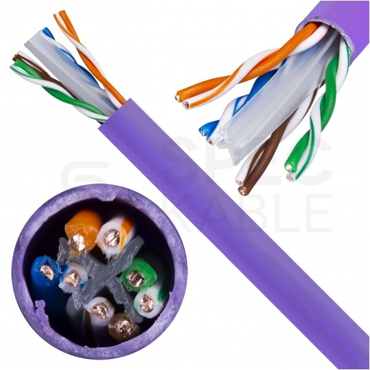 Kabel sieciowy U/UTP kat.6 skrętka 4x2x0,57mm wewnętrzny PVC fioletowy DIGITUS