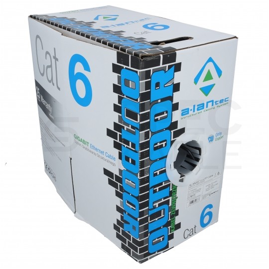 Kabel sieciowy U/UTP kat.6 skrętka 4x2x0,57mm zewnętrzny suchy PE czarny Alantec