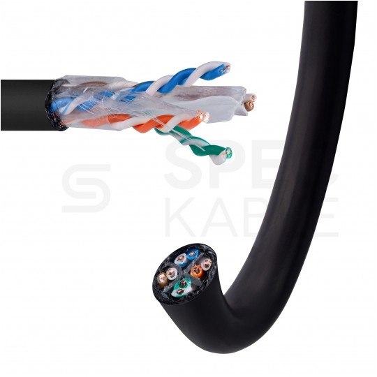 Kabel sieciowy U/UTP kat.6 skrętka 4x2x0,57mm zewnętrzny suchy PE czarny Alantec
