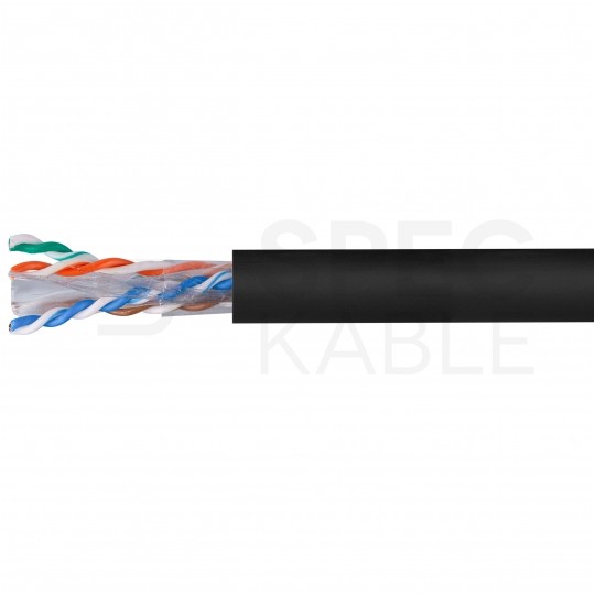 Kabel sieciowy U/UTP kat.6 skrętka 4x2x0,57mm zewnętrzny suchy PE czarny Alantec