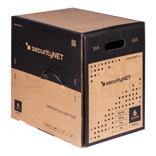 Kabel sieciowy U/UTP kat.6 skrętka 4x2x0,57mm zewnętrzny suchy PE czarny SecurityNET