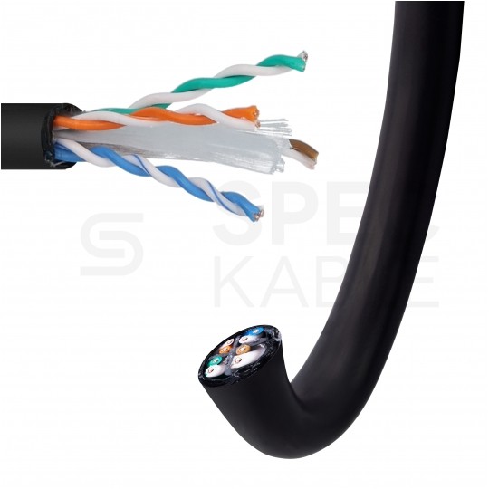 Kabel sieciowy U/UTP kat.6 skrętka 4x2x0,57mm zewnętrzny suchy PE czarny SecurityNET
