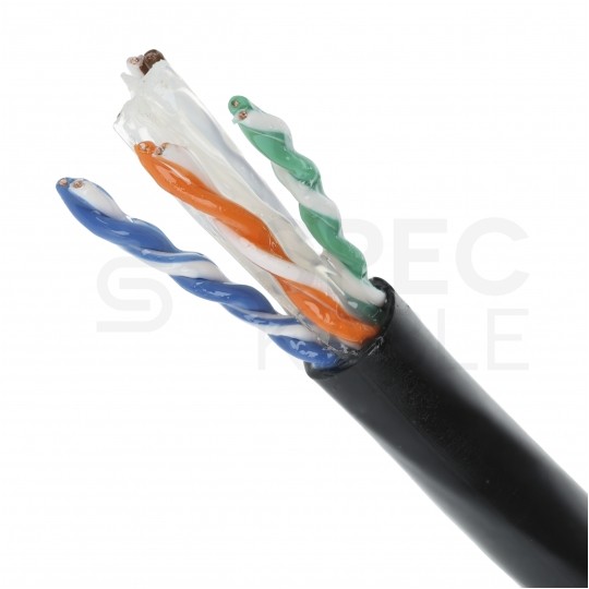 Kabel sieciowy U/UTP kat.6 skrętka 4x2x0,57mm zewnętrzny żelowany PE czarny NEKU