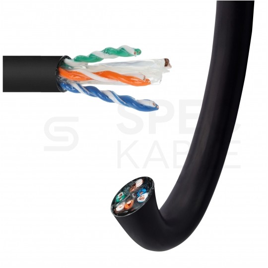 Kabel sieciowy U/UTP kat.6 skrętka 4x2x0,57mm zewnętrzny żelowany PE czarny NEKU
