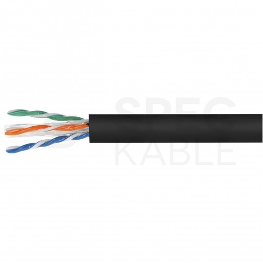 Kabel sieciowy U/UTP kat.6 skrętka 4x2x0,57mm zewnętrzny żelowany PE czarny NEKU