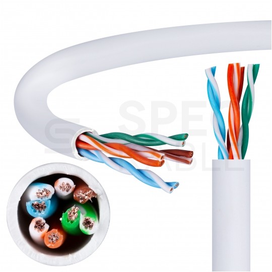 Kabel sieciowy U/UTP kat.6 skrętka 4x2x0,58mm wewnętrzny PVC szary linka Telegärtner