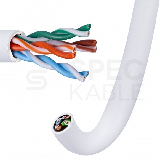 Kabel sieciowy U/UTP kat.6 skrętka 4x2x0,58mm wewnętrzny PVC szary linka Telegärtner