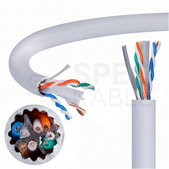 Kabel sieciowy U/UTP kat.6A skrętka 4x2x0,57mm wewnętrzny B2ca bezhalogenowy LSOH szary Alantec