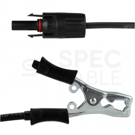 Kabel solarny przyłączeniowy 4mm2 złącze typu Krokodyl 40A / gniazdo typu MC4 czarny 1m