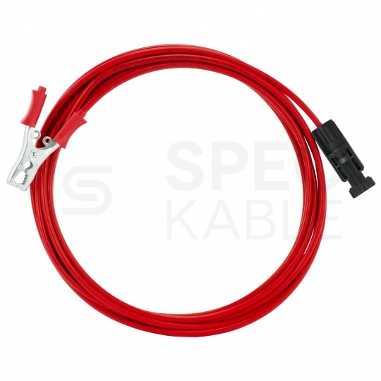 Kabel solarny przyłączeniowy 4mm2 złącze typu Krokodyl 40A / gniazdo typu MC4 czerwony 1m