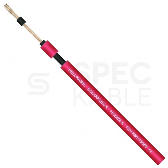 Kabel solarny ziemny SOLARFLEX-X H1Z2Z2-K 10mm2 jednożyłowy czerwony 1,0/1,5kV zewnętrzny bezhalogenowy Dca linka Helukabel