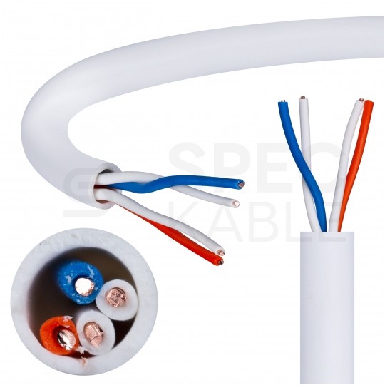 Kabel stacyjny parowany YTKSY 2x2x0,5mm2 biały 300V drut Elektrokabel