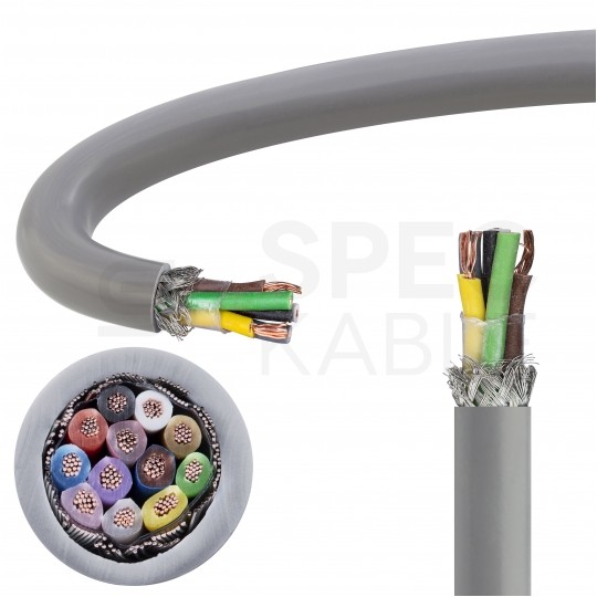 Kabel sterowniczy ELITRONIC-CY LIYCY 12x0,14mm2 szary 250/350V ekranowany olejoodporny linka TKD