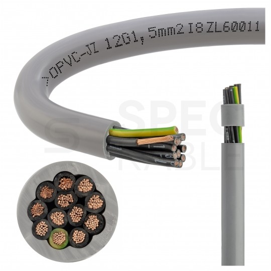 Kabel sterowniczy OPVC-JZ 12x1,5mm2 szary 300/500V numerowany olejoodporny linka TKD