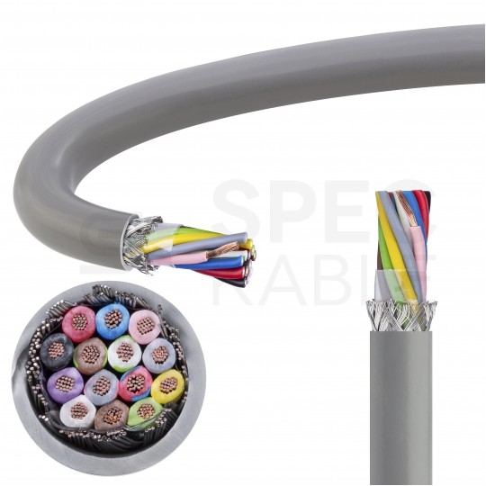 Kabel sterowniczy TECHNOTRONIK LIYCY 14x0,5mm2 szary 300/300V ekranowany olejoodporny linka Technokabel