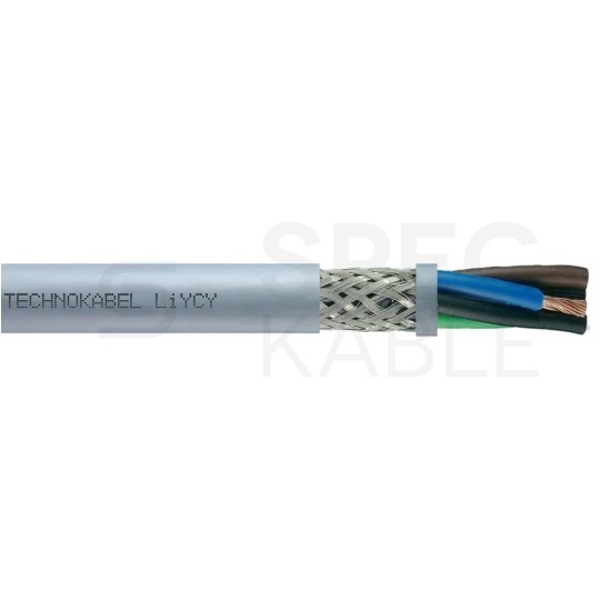 Kabel sterowniczy TECHNOTRONIK LIYCY 2x0,34mm2 szary 300/300V ekranowany olejoodporny linka Technokabel