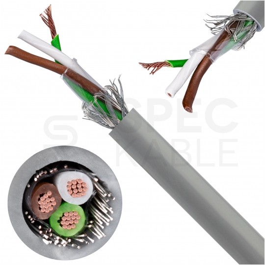Kabel sterowniczy TECHNOTRONIK LIYCY 3x0,25mm2 szary 300/300V ekranowany olejoodporny linka Technokabel
