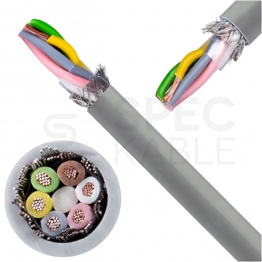 Kabel sterowniczy TECHNOTRONIK LIYCY 6x0,14mm2 szary 300/300V ekranowany olejoodporny linka Technokabel