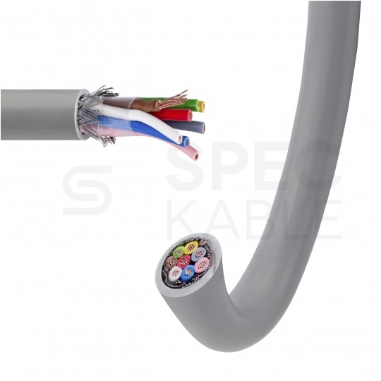 Kabel sterowniczy TECHNOTRONIK LIYCY 8x0,14mm2 szary 300/300V ekranowany olejoodporny linka Technokabel