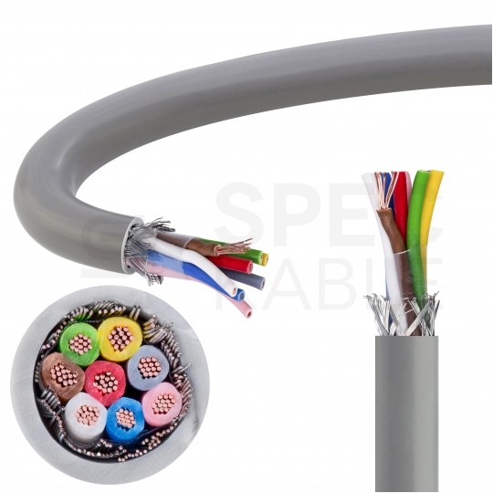 Kabel sterowniczy TECHNOTRONIK LIYCY 8x0,25mm2 szary 300/300V ekranowany olejoodporny linka Technokabel