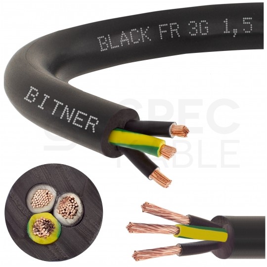 Kabel sterowniczy ziemny BiT 500 Black FR 3x1,5mm2 czarny 300/500V zasilający numerowany olejoodporny linka Bitner