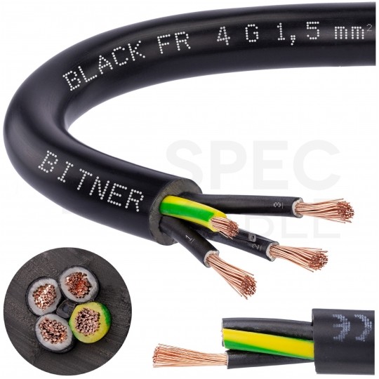 Kabel sterowniczy ziemny BiT 500 Black FR 4x1,5mm2 czarny 300/500V zasilający numerowany olejoodporny linka Bitner