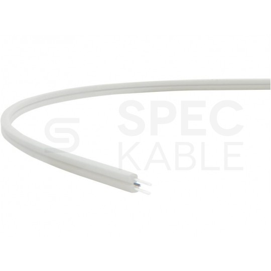 Kabel światłowodowy 2 włókna 2J SM 9/125 FTTH płaski uniwersalny wzmocnienie dwoma prętami stalowymi biały LSOH Alantec