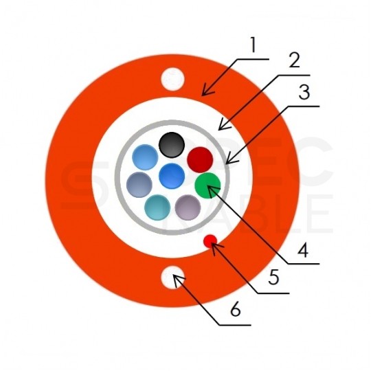 Kabel światłowodowy DAC 2 włókna SM 9/125 G.657.A1 zewnętrzny ziemny pomarańczowy FiberHome