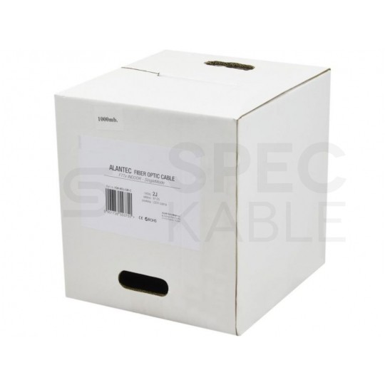 Kabel światłowodowy płaski FTTH 2 włókna SM 9/125 G.657.A1 uniwersalny Eca bezhalogenowy LSOH wzmocniony FRP czarny Alantec