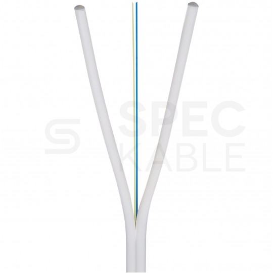 Kabel światłowodowy płaski FTTH 2 włókna SM 9/125 G.657.A1 wewnętrzny Dca bezhalogenowy LSOH wzmocniony FRP biały SecurityNET