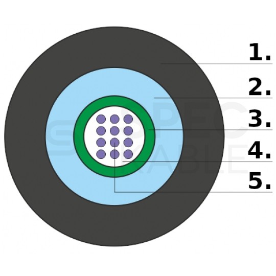 Kabel światłowodowy U­DQ(ZN)BH 12 włókien SM 9/125 G.652.D uniwersalny Eca bezhalogenowy LSOH czarny Alantec