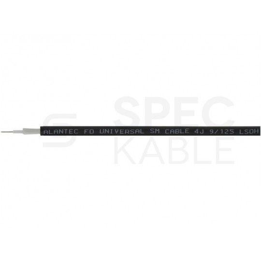Kabel światłowodowy U­DQ(ZN)BH 4 włókna SM 9/125 G.652.D uniwersalny Eca bezhalogenowy LSOH czarny Alantec