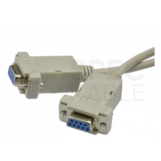 Kabel szeregowy RS-232 (D-Sub 9-pin) z przeplotem NULL MODEM (gniazdo / gniazdo) 1,8m