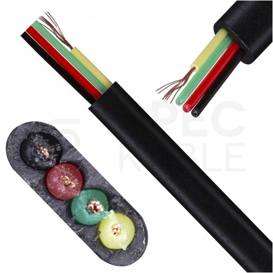 Kabel telefoniczny płaski YTLYp 4x0,12mm2 Cu czarny 150V linka Atel