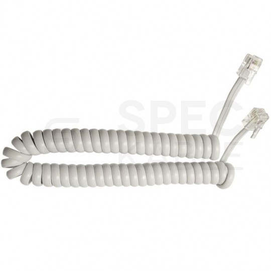 Kabel telefoniczny spiralny RJ10 4P4C 2m biały słuchawkowy