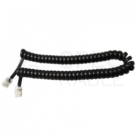 Kabel telefoniczny spiralny RJ10 4P4C 2m czarny słuchawkowy