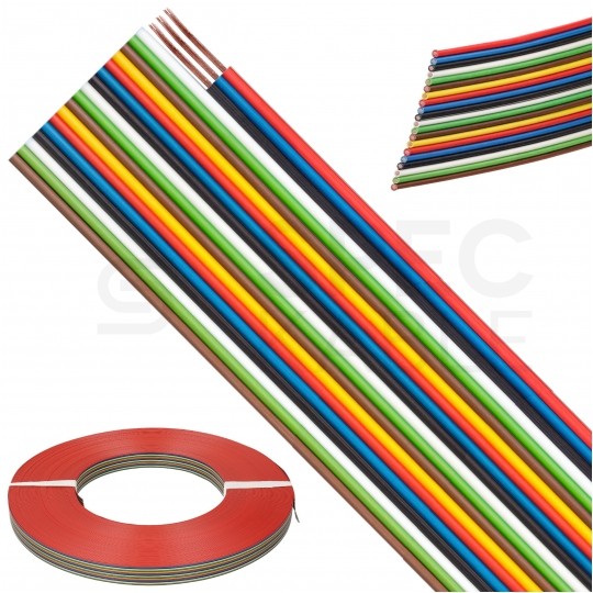 Kabel telekomunikacyjny wstążkowy TLWY 20x0,22mm2 kolorowy 150V montażowy linka Technokabel