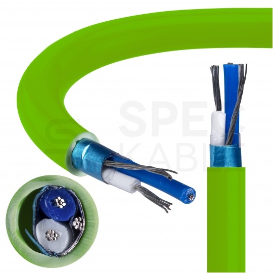 Kabel transmisyjny BC-500 1x2x0,20mm2 do magistrali szeregowej RS485 zielony 300V ekranowany bezhalogenowy B2ca linka CAE DATA