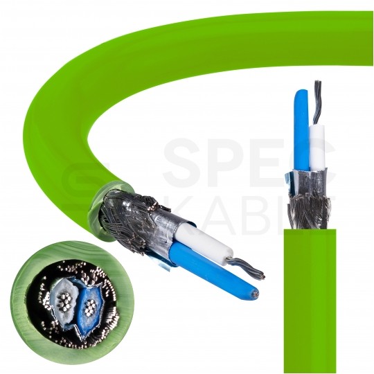 Kabel transmisyjny BiTsensor PE(St)CH 1x2x0,22mm2 do magistrali szeregowej RS485 zielony 300V ekranowany bezhalogenowy B2ca linka Bitner