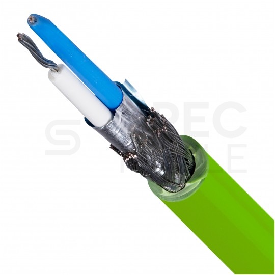 Kabel transmisyjny BiTsensor PE(St)CH 1x2x0,22mm2 do magistrali szeregowej RS485 zielony 300V ekranowany bezhalogenowy B2ca linka Bitner