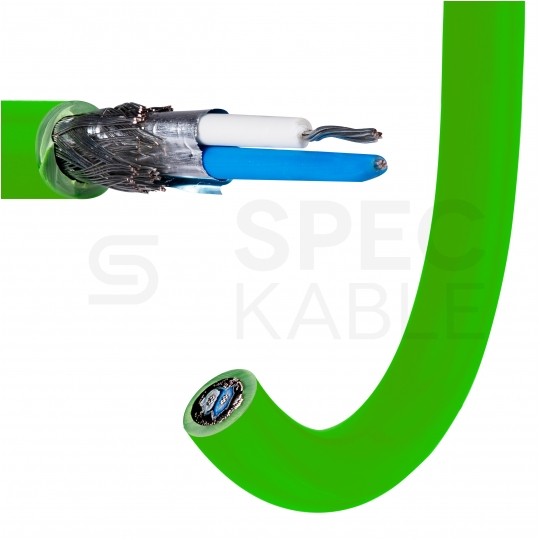 Kabel transmisyjny BiTsensor PE(St)CH 1x2x0,22mm2 do magistrali szeregowej RS485 zielony 300V ekranowany bezhalogenowy B2ca linka Bitner